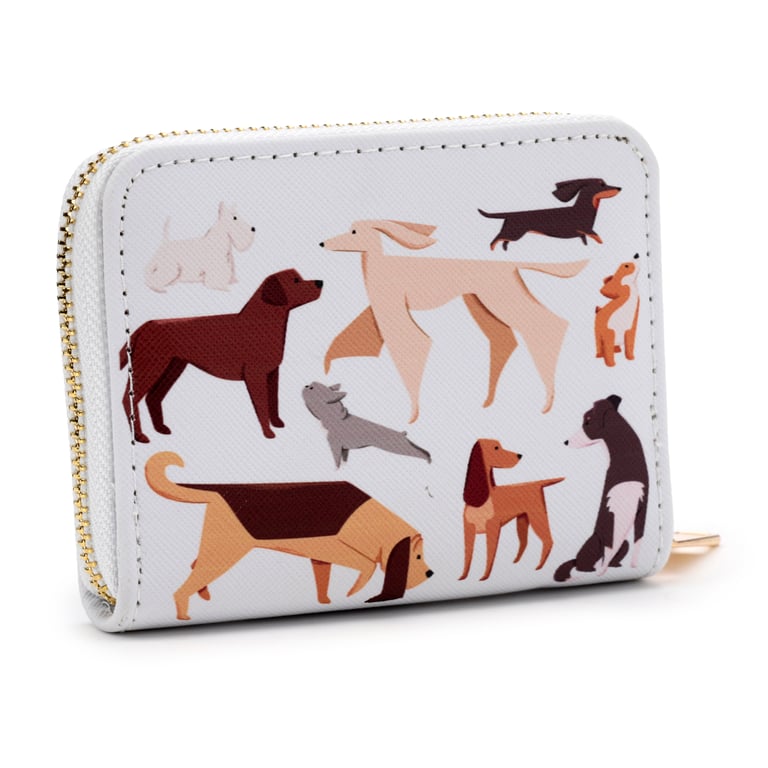 Small Zip Around Wallet - Barks Dog PVC Metal Zip Card Holder