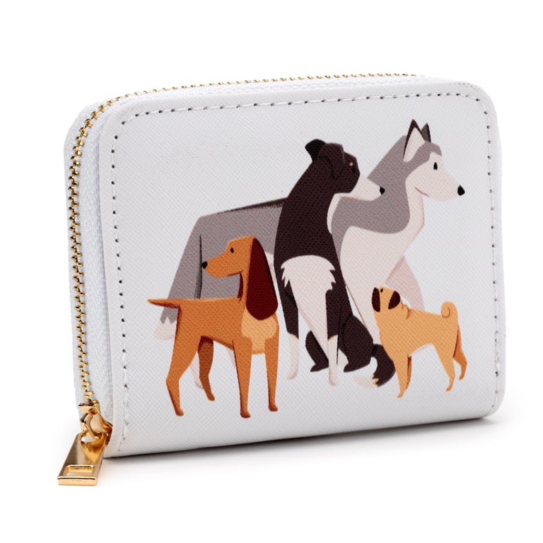 Small Zip Around Wallet - Barks Dog PVC Metal Zip Card Holder