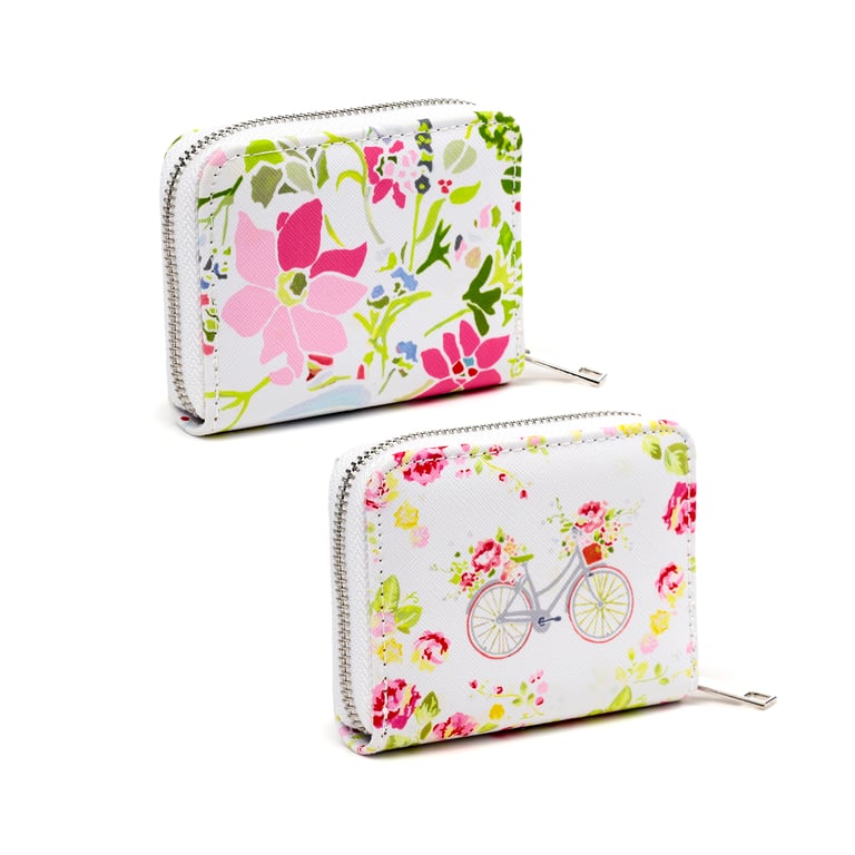 Julie Dodsworth Small Zip Around Wallet - Licensed PVC & Metal Zip Wallet with Botanical Print