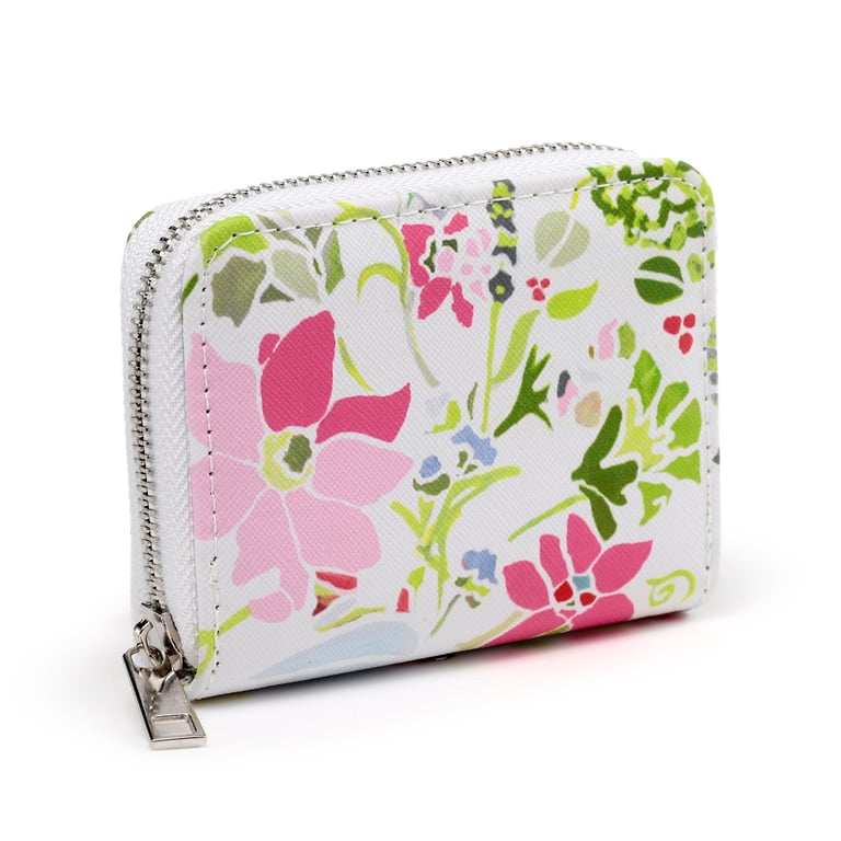 Julie Dodsworth Small Zip Around Wallet - Licensed PVC & Metal Zip Wallet with Botanical Print