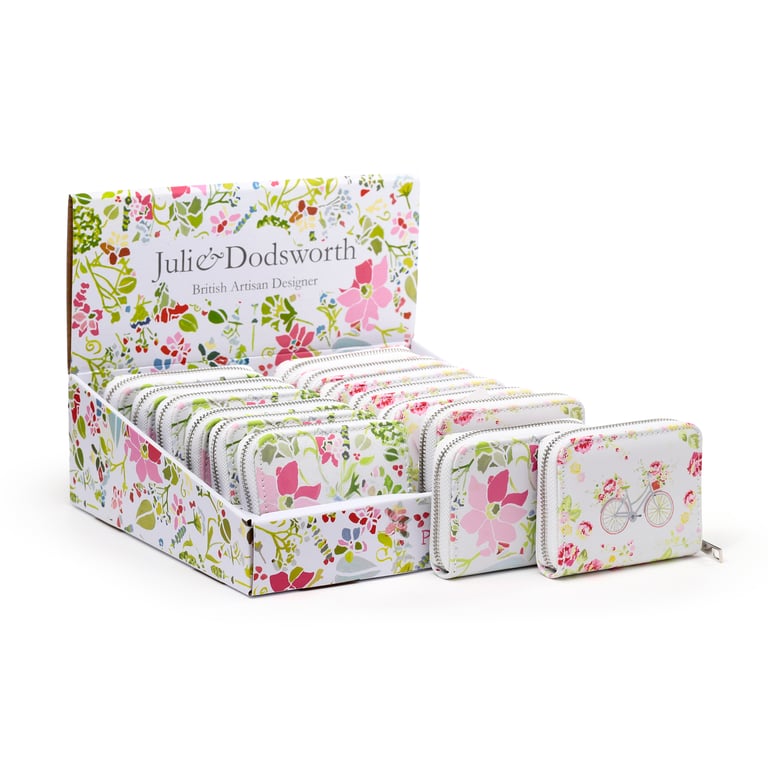 Julie Dodsworth Small Zip Around Wallet - Licensed PVC & Metal Zip Wallet with Botanical Print