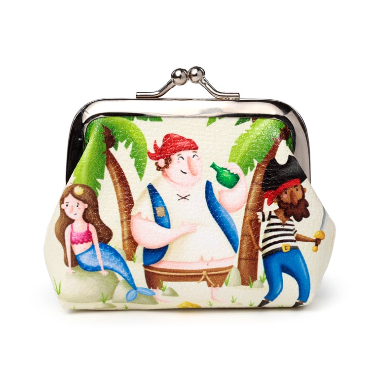 Tic Tac Purse - Jolly Roger Pirate Polyurethane Fabric and Metal Zipper Handbag