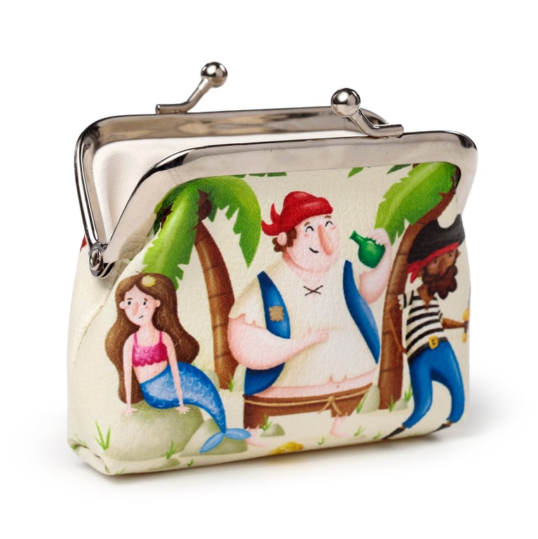 Tic Tac Purse - Jolly Roger Pirate Polyurethane Fabric and Metal Zipper Handbag