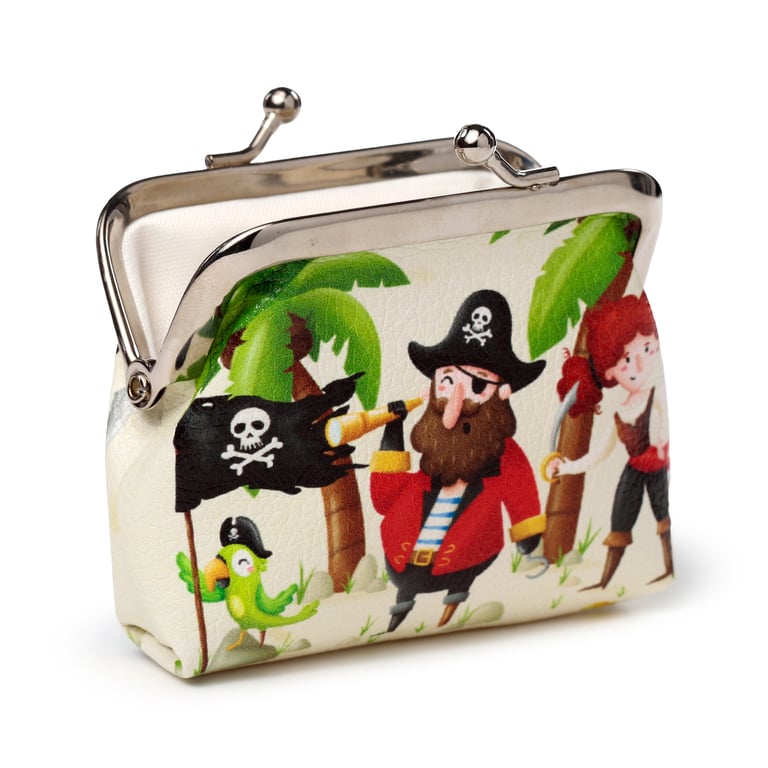 Tic Tac Purse - Jolly Roger Pirate Polyurethane Fabric and Metal Zipper Handbag