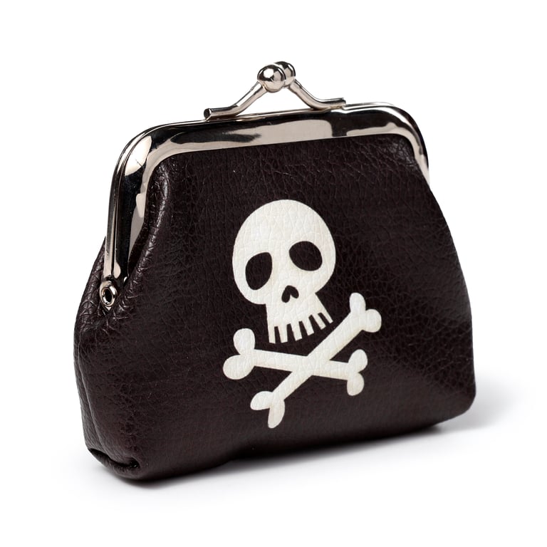 Tic Tac Purse - Jolly Roger Pirate Polyurethane Fabric and Metal Zipper Handbag