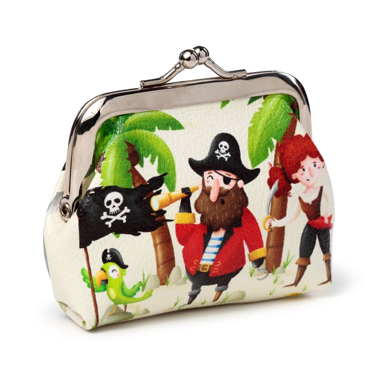 Tic Tac Purse - Jolly Roger Pirate Polyurethane Fabric and Metal Zipper Handbag
