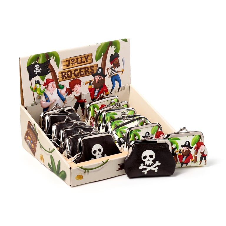 Tic Tac Purse - Jolly Roger Pirate Polyurethane Fabric and Metal Zipper Handbag