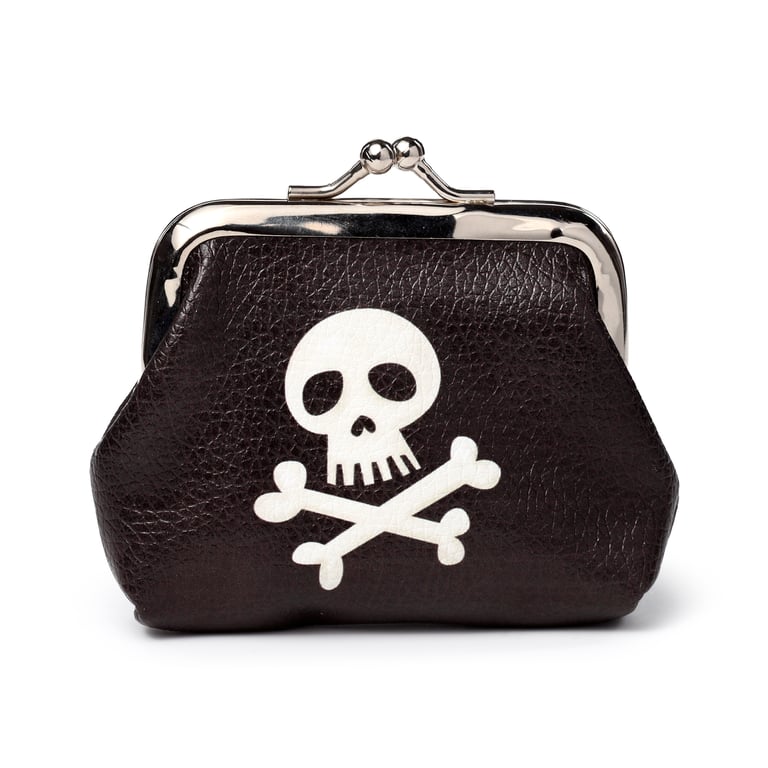 Tic Tac Purse - Jolly Roger Pirate Polyurethane Fabric and Metal Zipper Handbag