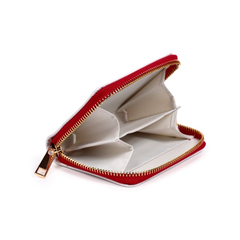 Small Zip Around Wallet - PVC & Polyester Oxford Cloth London Souvenir Wallet with Metal Zip Closure
