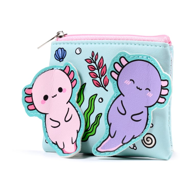 Adoramals Maddie Axolotl Shaped Polyurethane Metal Change Purse