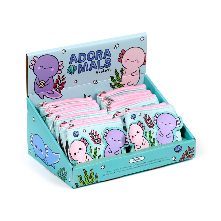 Adoramals Maddie Axolotl Shaped Polyurethane Metal Change Purse