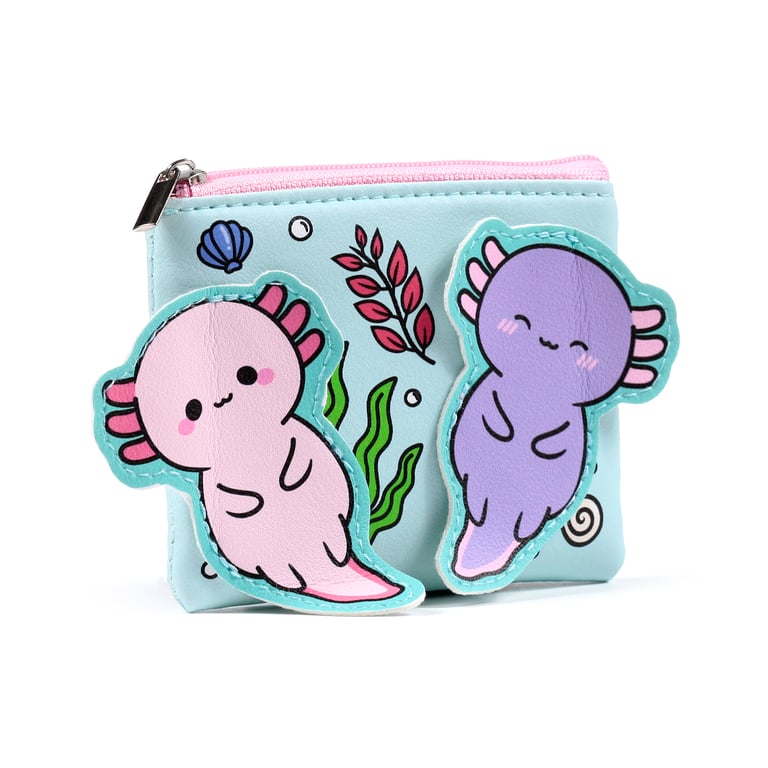 Adoramals Maddie Axolotl Shaped Polyurethane Metal Change Purse