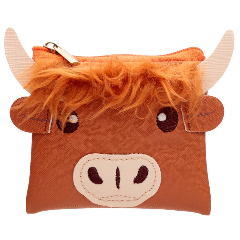 PVC Highland Coo Cow Purse with Fluffy Fringe and Metal Accents
