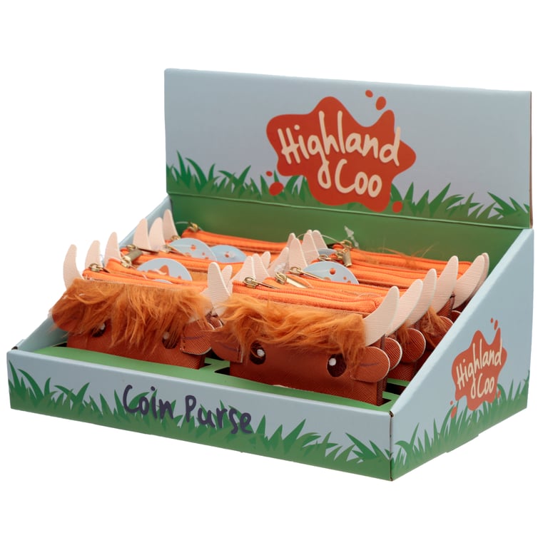 PVC Highland Coo Cow Purse with Fluffy Fringe and Metal Accents