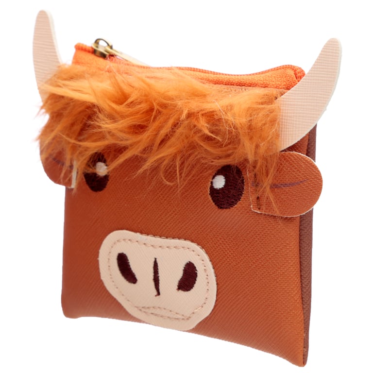 PVC Highland Coo Cow Purse with Fluffy Fringe and Metal Accents