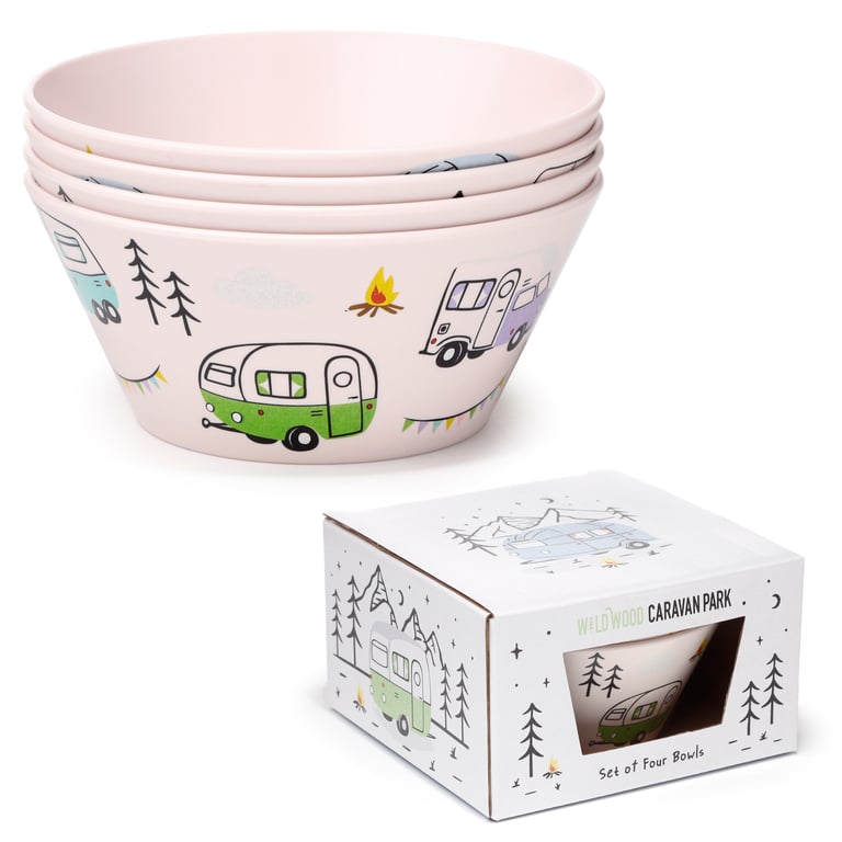 Recycled RPET Set of 4 Eco Friendly Picnic Bowls - Dishwasher & Microwave Safe
