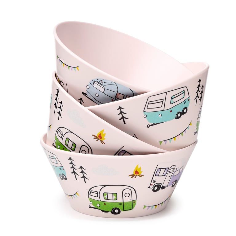 Recycled RPET Set of 4 Eco Friendly Picnic Bowls - Dishwasher & Microwave Safe