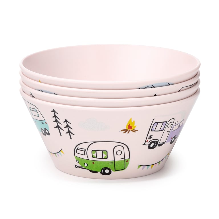 Recycled RPET Set of 4 Eco Friendly Picnic Bowls - Dishwasher & Microwave Safe