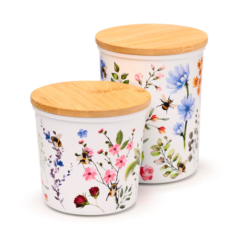 Recycled RPET Storage Jars Set of 2 - Eco-Friendly & Dishwasher Safe