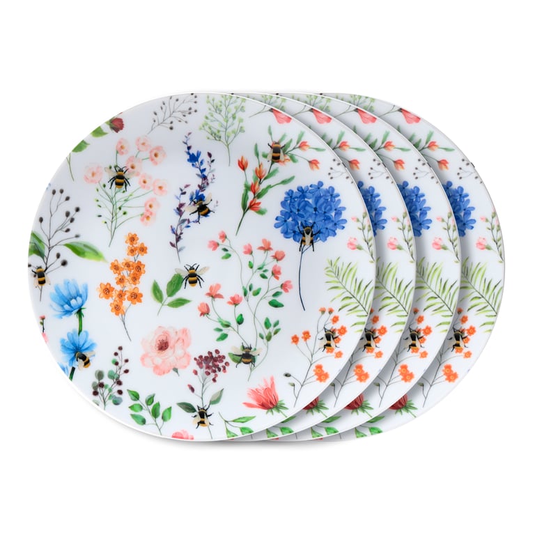 Recycled RPET Eco-Friendly Picnic Plates - Set of 4, BPA Free & Microwave Safe