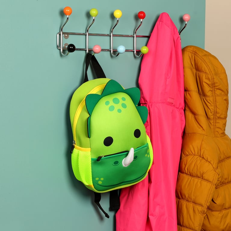 Neoprene Kids School Dinosaur Rucksack - Adjustable Shoulder Straps & Zip Up Compartments