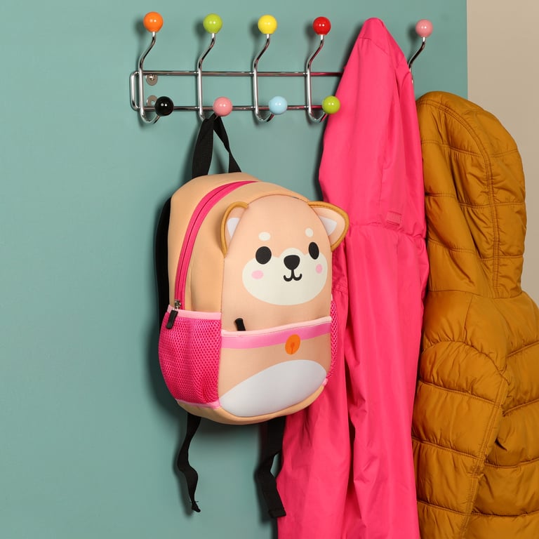 Neoprene Kids School Backpack - Shiba Inu Dog Design, Adjustable Straps & Main Compartment Zip Up
