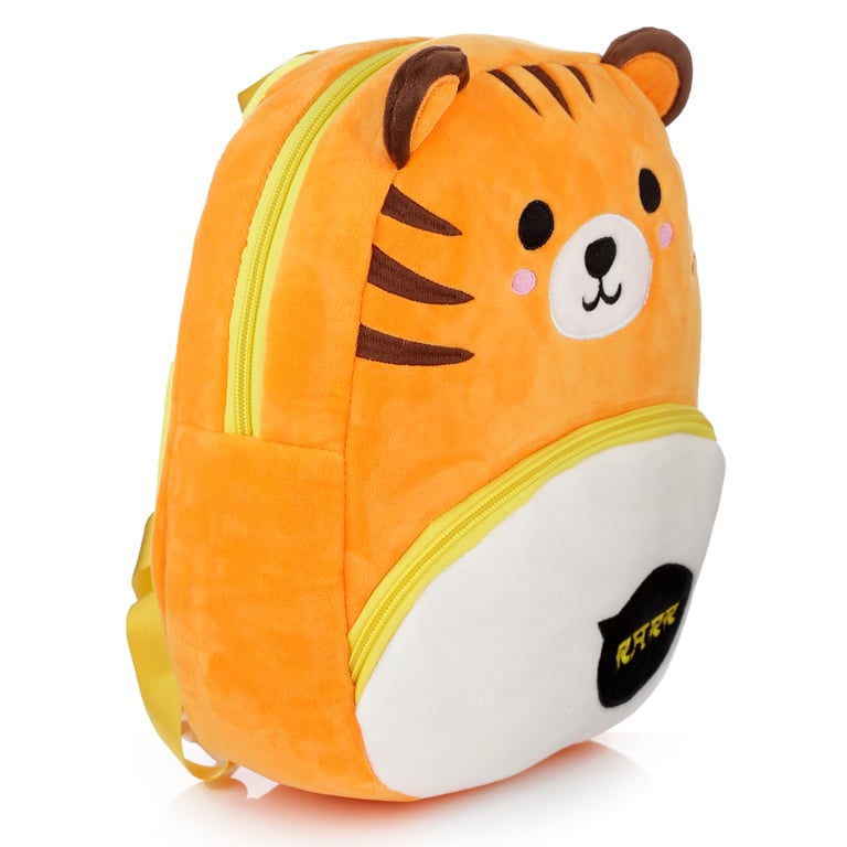 Adoramals Tiger Plush Rucksack Backpack - Adjustable Shoulder Straps & Main Compartment Zip-Up