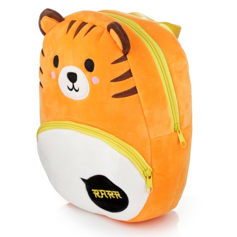 Adoramals Tiger Plush Rucksack Backpack - Adjustable Shoulder Straps & Main Compartment Zip-Up