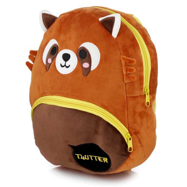Adoramals Red Panda Plush Adjustable Rucksack Backpack with Zip-Up Compartments