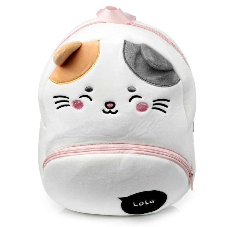 Adoramals Lola Cat Plush Rucksack Backpack - Adjustable Shoulder Straps & Zip Up Compartment