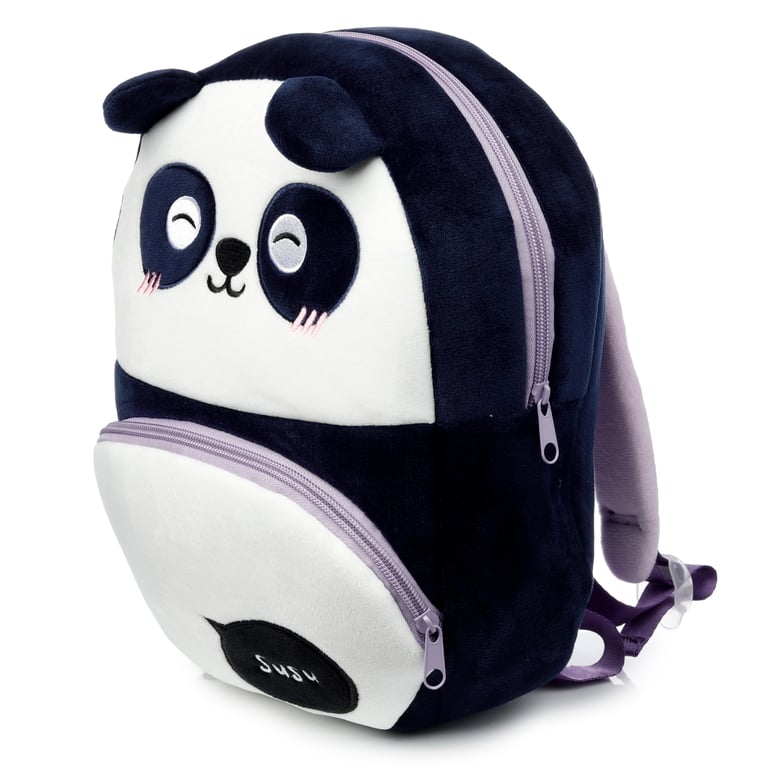Adoramals Susu Plush Panda Rucksack Backpack - Adjustable Straps & Zip Up Compartments