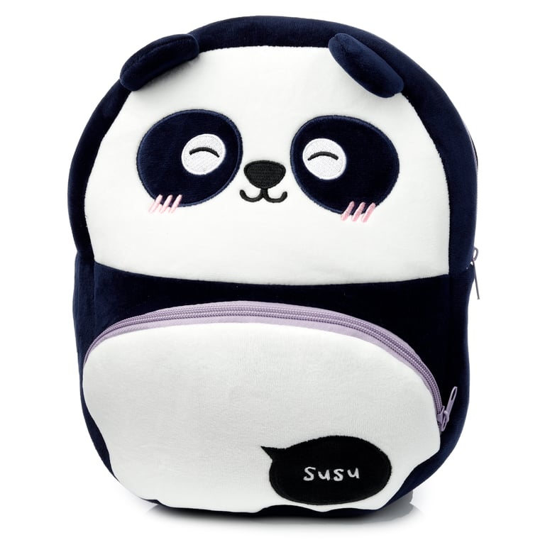 Adoramals Susu Plush Panda Rucksack Backpack - Adjustable Straps & Zip Up Compartments