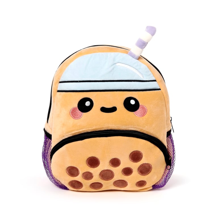 Kids School Rucksack Backpack - Adjustable Shoulder Straps & Zip-Up Main Compartment by Foodiemals Boba the Bubble Tea