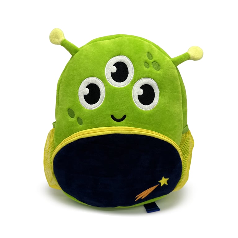 Kids Space Cadet Alien School Backpack with Adjustable Straps and Zip-Up Main Compartment