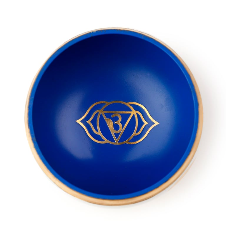 Blue Indian Metal Chakra Singing Bowl - Handcrafted for Meditation