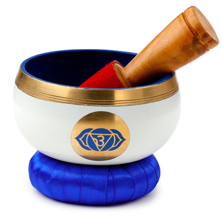 Blue Indian Metal Chakra Singing Bowl - Handcrafted for Meditation