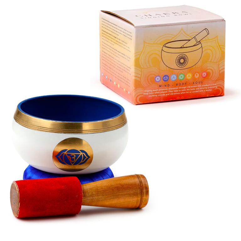 Blue Indian Metal Chakra Singing Bowl - Handcrafted for Meditation