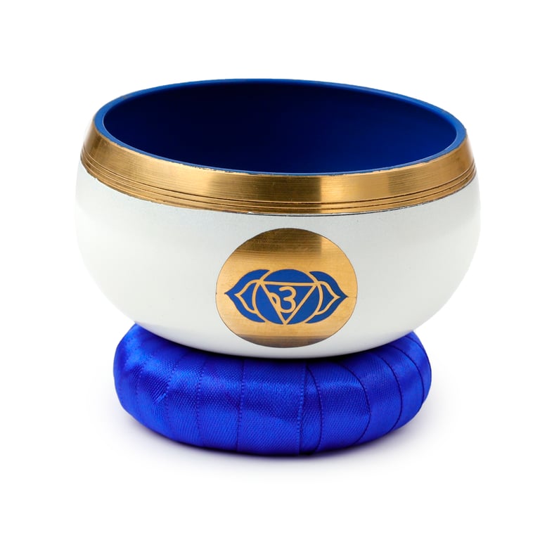 Blue Indian Metal Chakra Singing Bowl - Handcrafted for Meditation