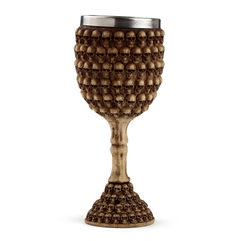 Resin and Stainless Steel Decorative Gothic Multi Skulls Goblet, Perfect Home Accessory for Halloween Decoration