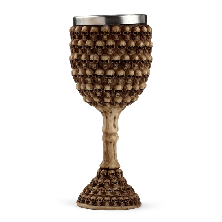 Resin and Stainless Steel Decorative Gothic Multi Skulls Goblet, Perfect Home Accessory for Halloween Decoration