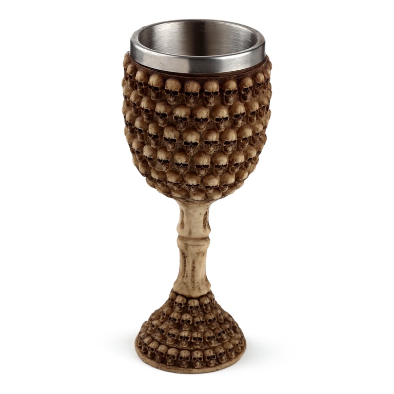 Resin and Stainless Steel Decorative Gothic Multi Skulls Goblet, Perfect Home Accessory for Halloween Decoration