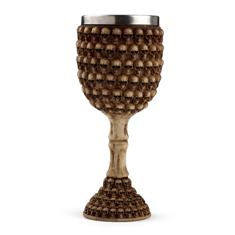 Resin and Stainless Steel Decorative Gothic Multi Skulls Goblet, Perfect Home Accessory for Halloween Decoration