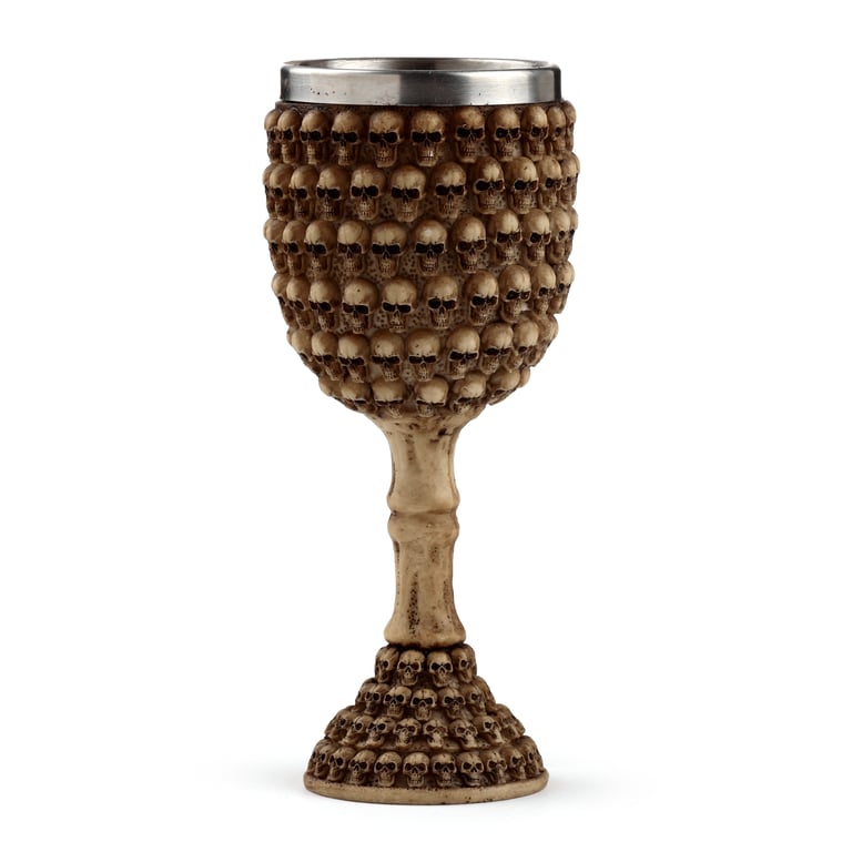 Resin and Stainless Steel Decorative Gothic Multi Skulls Goblet, Perfect Home Accessory for Halloween Decoration