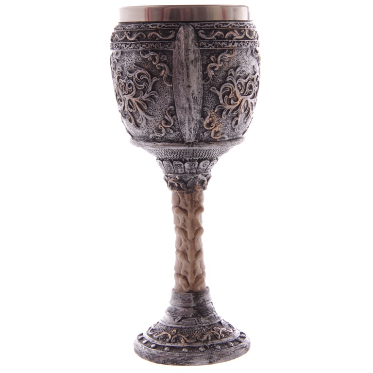 Decorative Gothic Warrior Skull Goblet - Resin & Stainless Steel, Wipe Clean Only