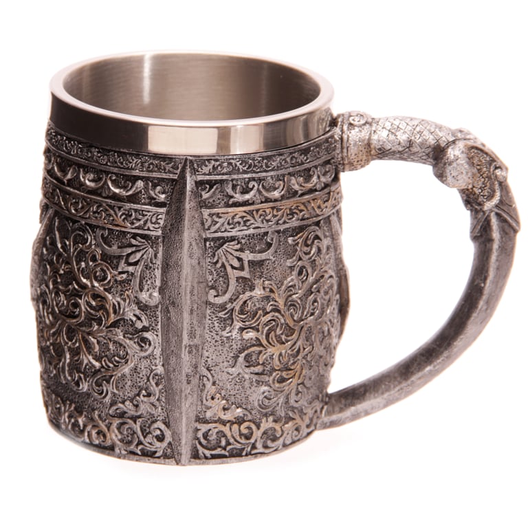 Decorative Skull Warrior Tankard - Resin and Stainless Steel Home Decor for Halloween Season