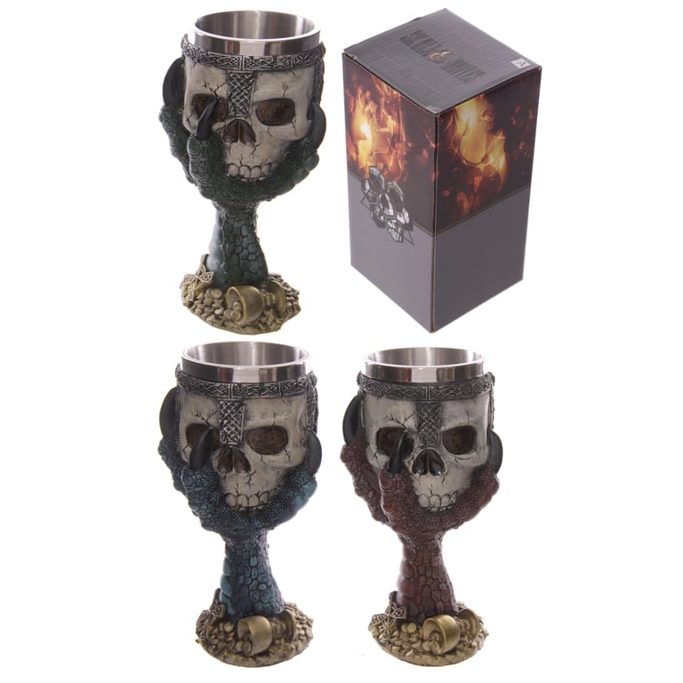 Decorative Resin and Stainless Steel Dragons Claw Skull Goblet - Home Decor Decoration