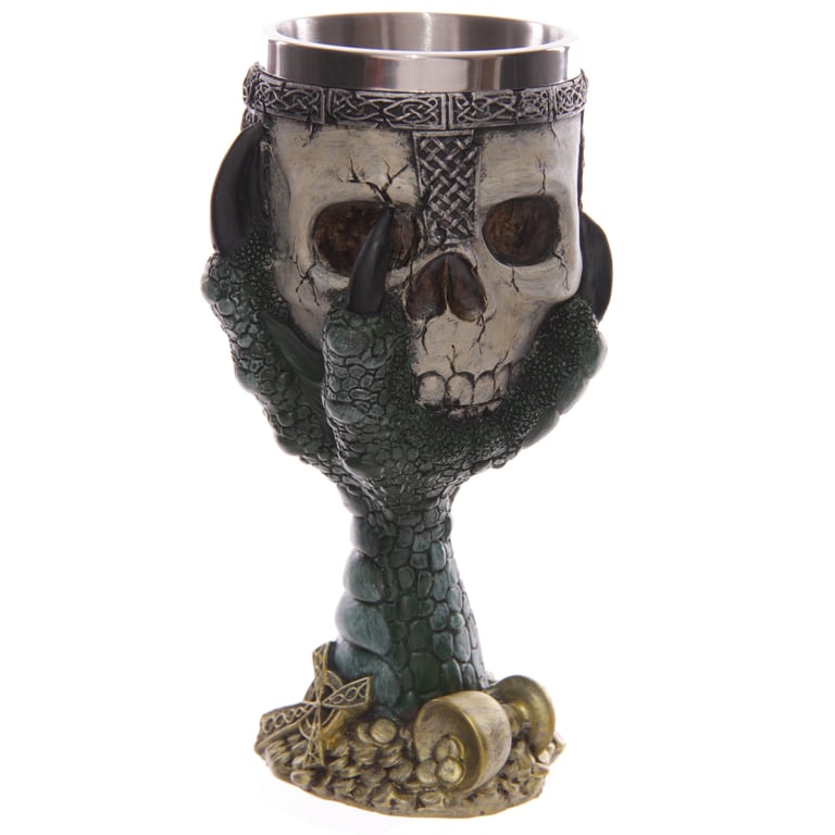 Decorative Resin and Stainless Steel Dragons Claw Skull Goblet - Home Decor Decoration