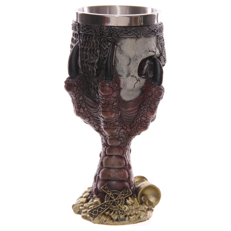 Decorative Resin and Stainless Steel Dragons Claw Skull Goblet - Home Decor Decoration