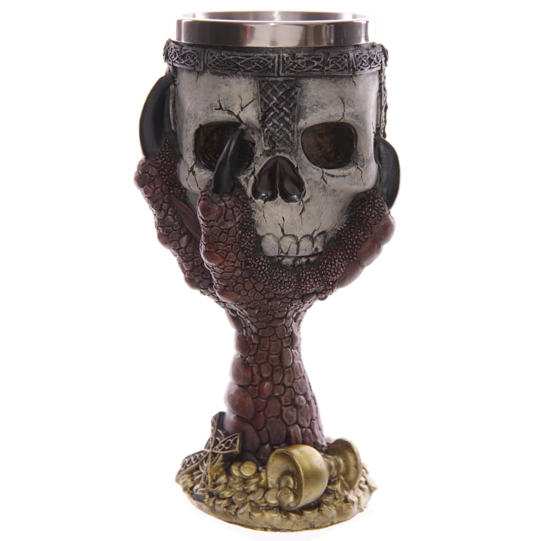 Decorative Resin and Stainless Steel Dragons Claw Skull Goblet - Home Decor Decoration
