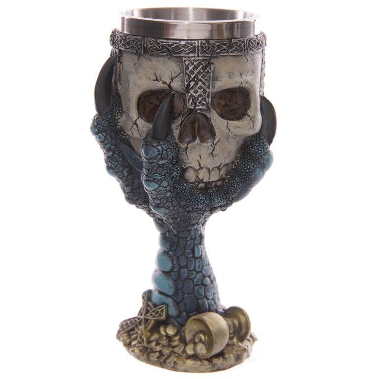 Decorative Resin and Stainless Steel Dragons Claw Skull Goblet - Home Decor Decoration
